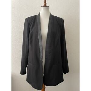 Torrid Blazer Jacket Tuxedo Open Front Faux Leather Trim